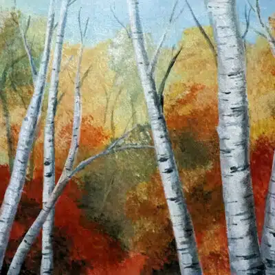 Townsend Art Center September 6, 2025   Acrylic Painting Class Fall Birch