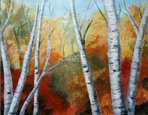 Townsend Art Center September 6, 2025   Acrylic Painting Class Fall Birch