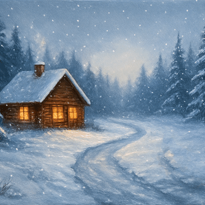 acrylic cabin in the snow