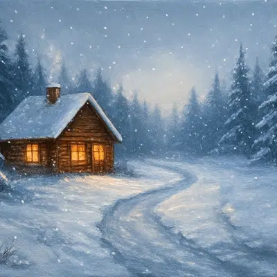 acrylic cabin in the snow